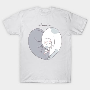 cartoon cute valentines day couple cats T-Shirt